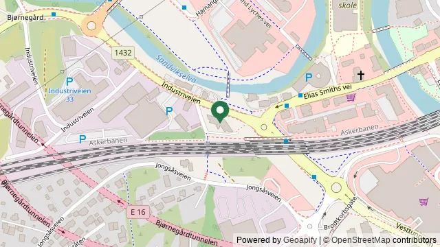Kart som viser hvor AniCura Dyreklinikk Sandvika ligger: Industriveien 2, 1337 Sandvika