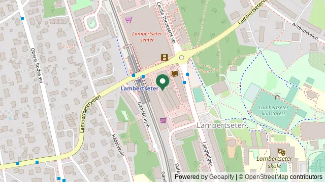 Kart som viser hvor Evidensia Lambertseter Dyreklinikk ligger: Langbølgen 9, 1150 Oslo
