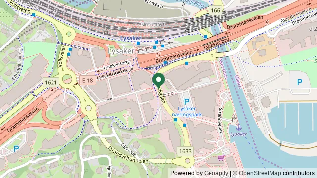 Kart som viser hvor Fornebu Dyreklinikk ligger: Lysaker Torg 25, 1366 LYSAKER