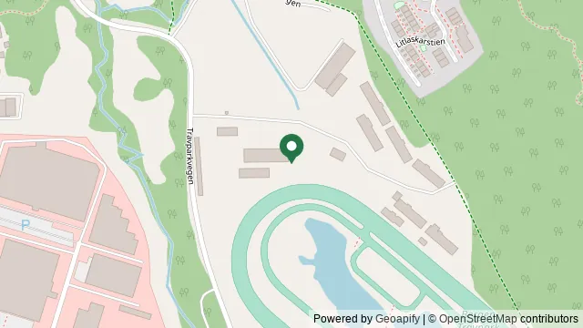 Kart som viser hvor Klinikken på Travparken AS ligger: Travparkvegen, Vollaplassen, Åsane, 5111 Bergen
