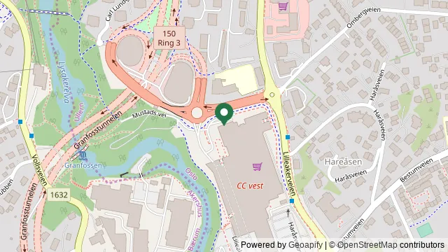 Kart som viser hvor AniCura Lilleaker ligger: Mustads vei 1, 0283 Oslo